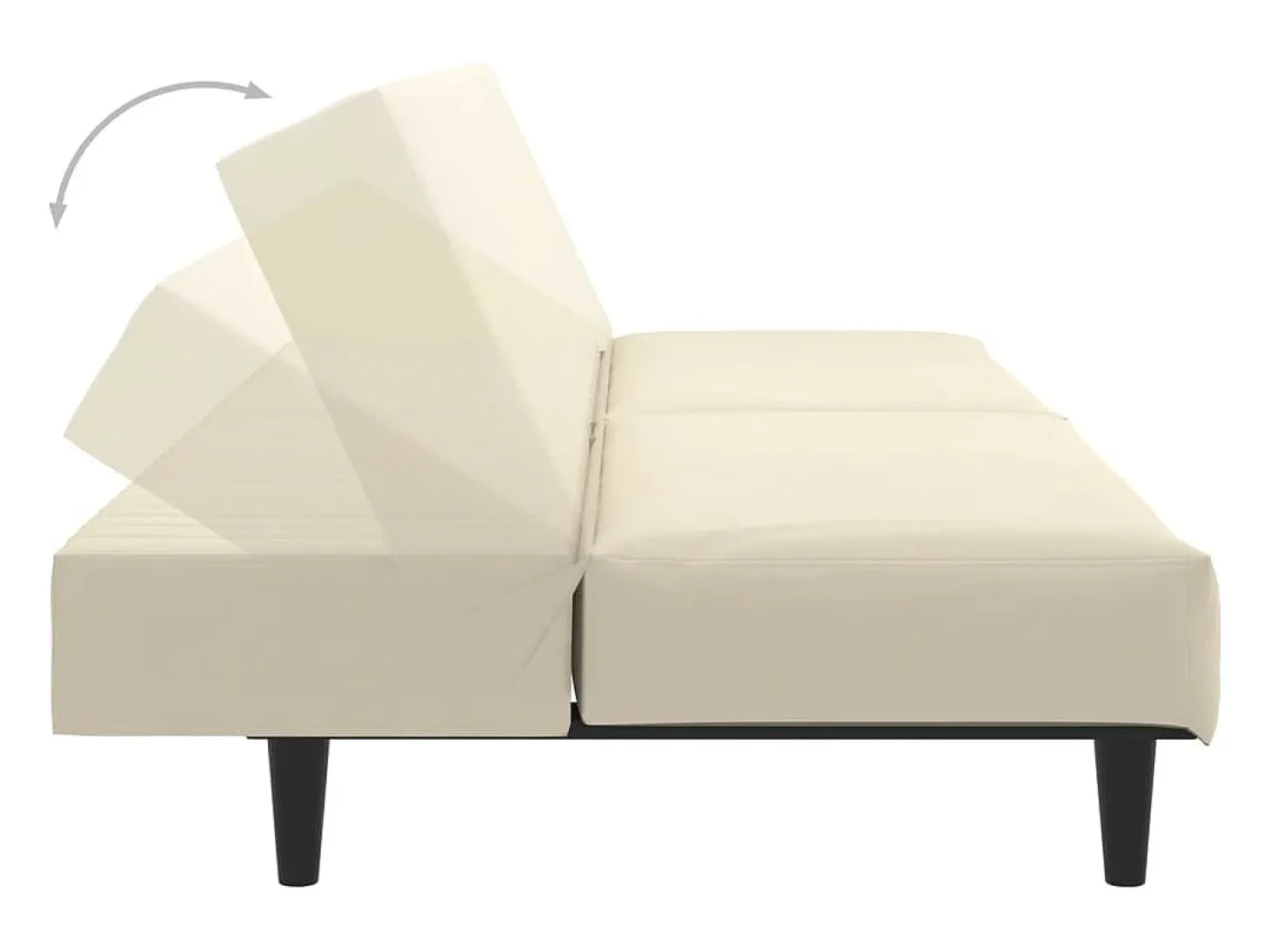 Sofá-cama de 2 lugares veludo cor creme