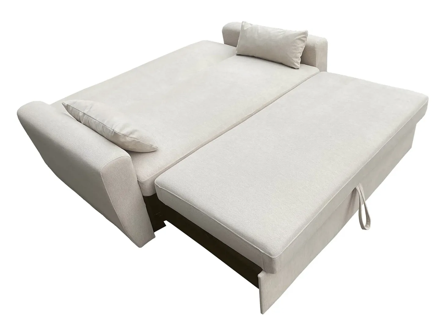 Sofá-cama de bombazina bege de 2 lugares MATT