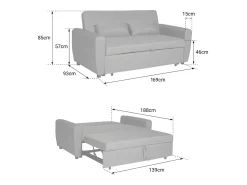 Sofá-cama de bombazina bege de 2 lugares MATT