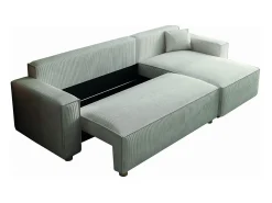 Sofá-Cama de Canto 4 Lugares Veludo Cotelê Bege COSY - Elegante e Versátil