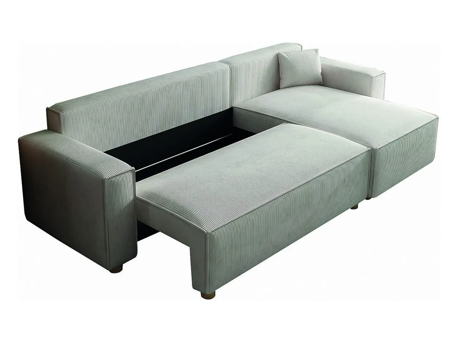 Sofá-Cama de Canto 4 Lugares Veludo Cotelê Bege COSY - Elegante e Versátil