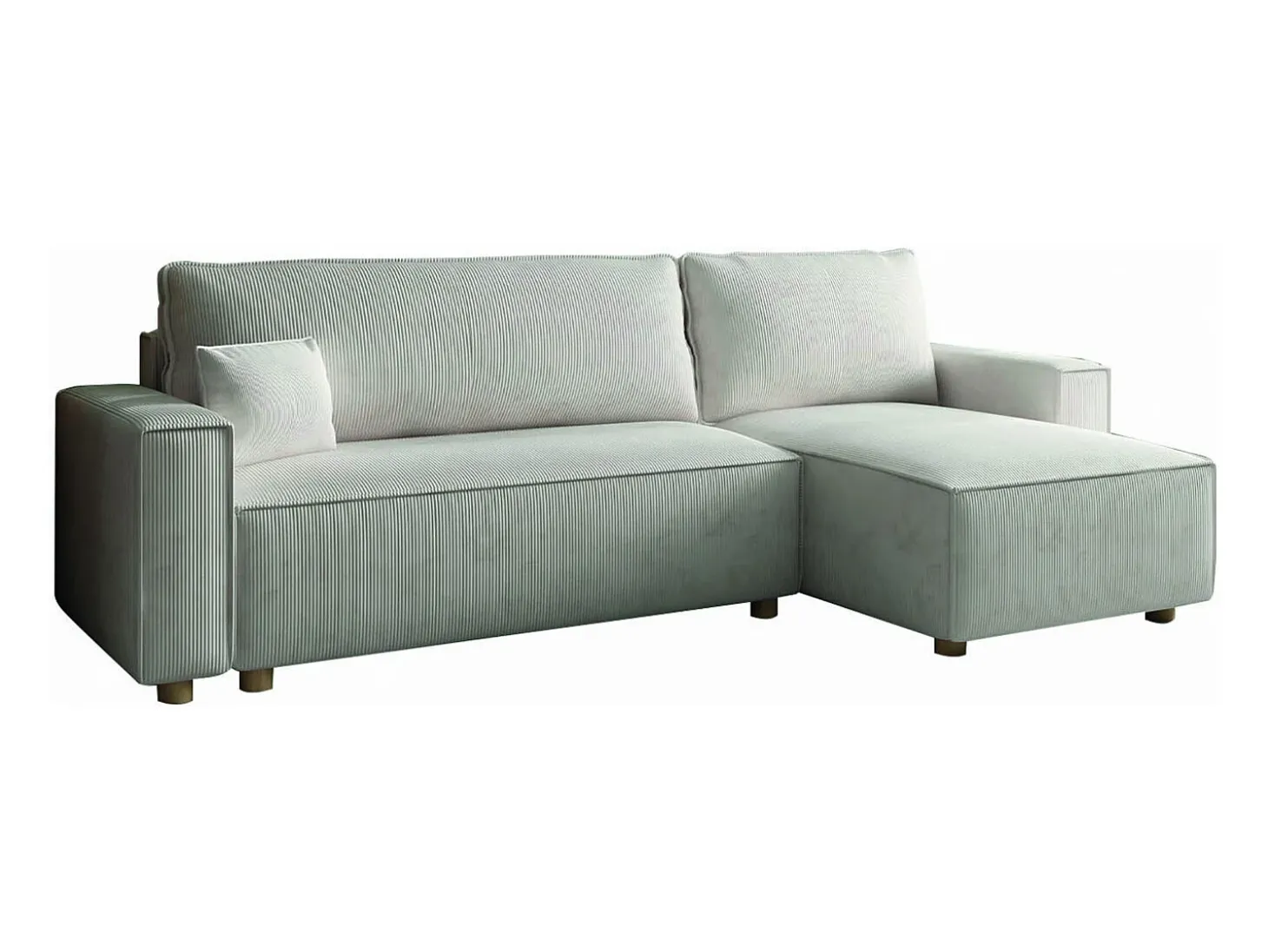 Sofá-Cama de Canto 4 Lugares Veludo Cotelê Bege COSY - Elegante e Versátil
