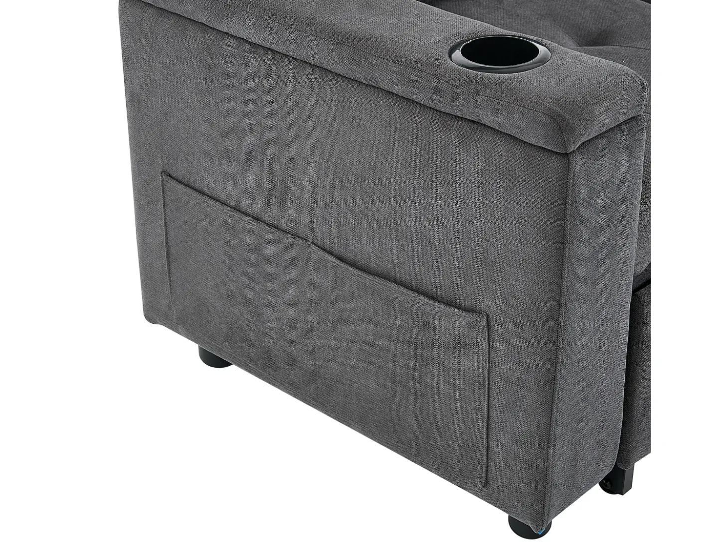 Sofá-cama de canto de 3 lugares com iluminação LED, espaço de arrumação e entradas USB - Tecido cinzento