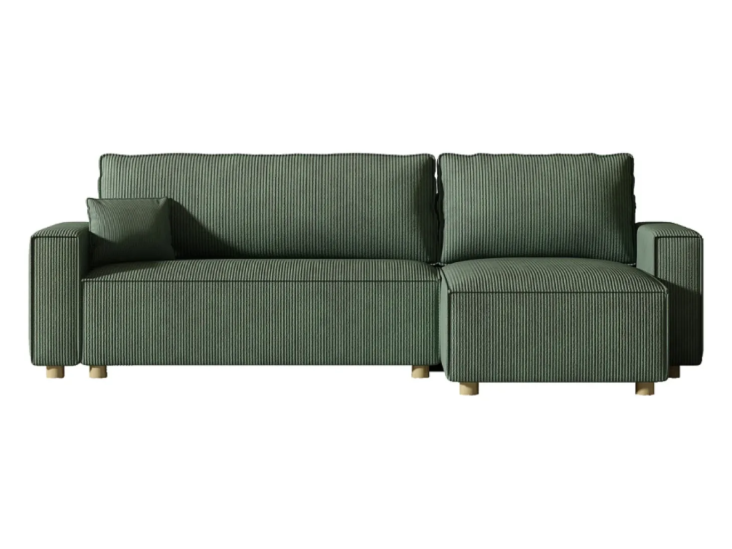 Sofá-Cama de Canto em Veludo Cotelê Verde COSY - Estilo Elegante e Confortável