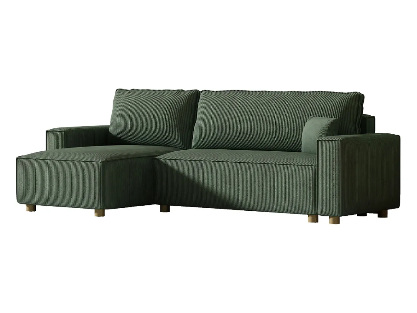 Sofá-Cama de Canto em Veludo Cotelê Verde COSY - Estilo Elegante e Confortável