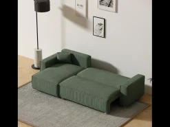 Sofá-Cama de Canto em Veludo Cotelê Verde COSY - Estilo Elegante e Confortável