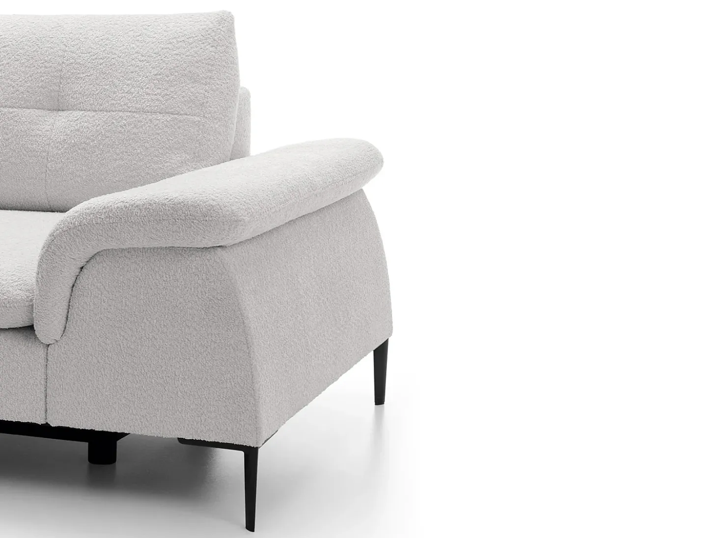 Sofá-cama de canto esquerdo JOLESA em tecido bouclé branco