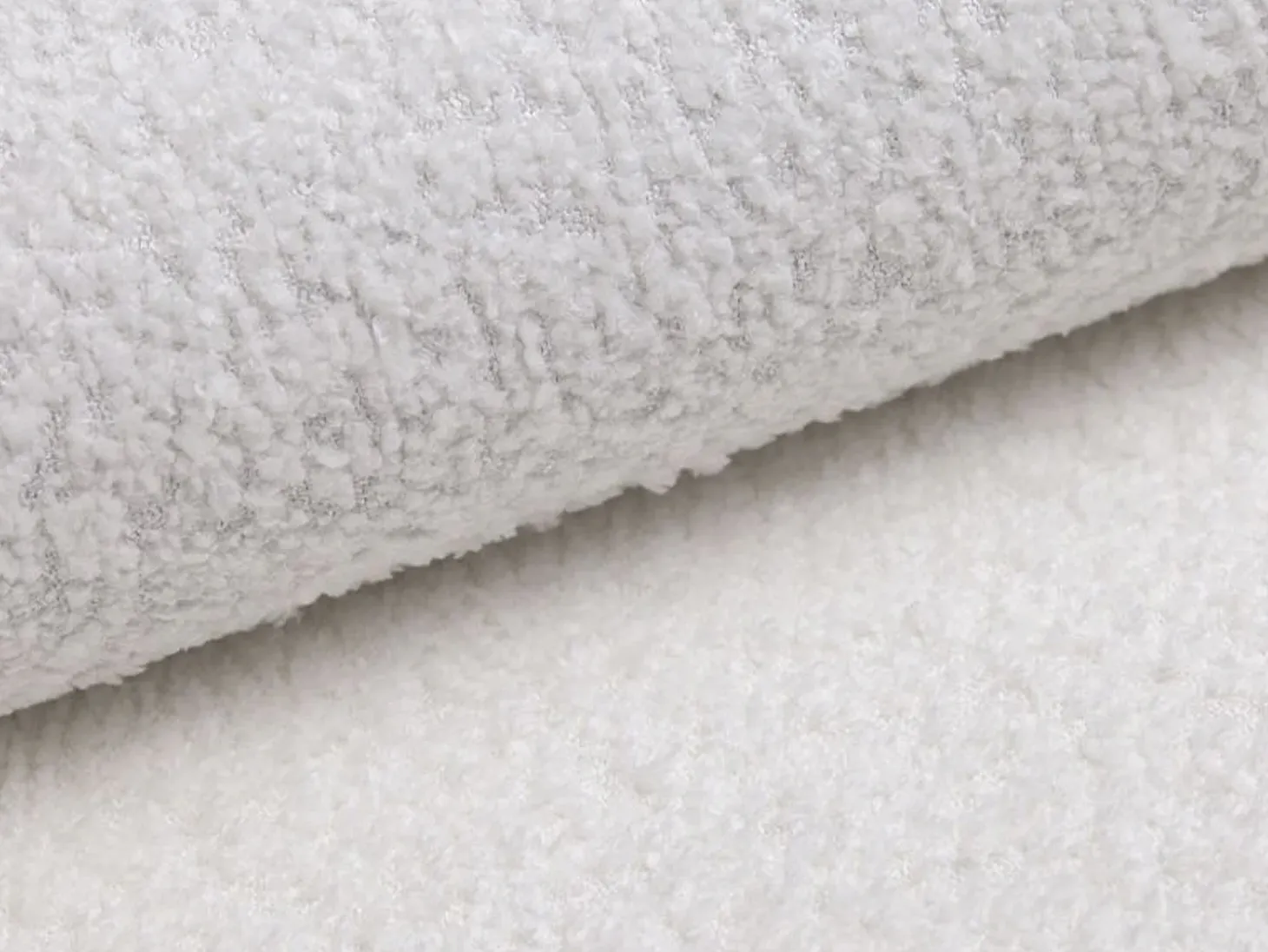 Sofá-cama de canto esquerdo JOLESA em tecido bouclé branco