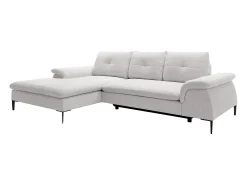 Sofá-cama de canto esquerdo JOLESA em tecido bouclé branco