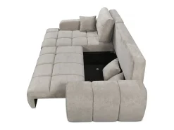 Sofá-cama de canto esquerdo em tecido chenille "Verneuil" - 3 lugares - Bege