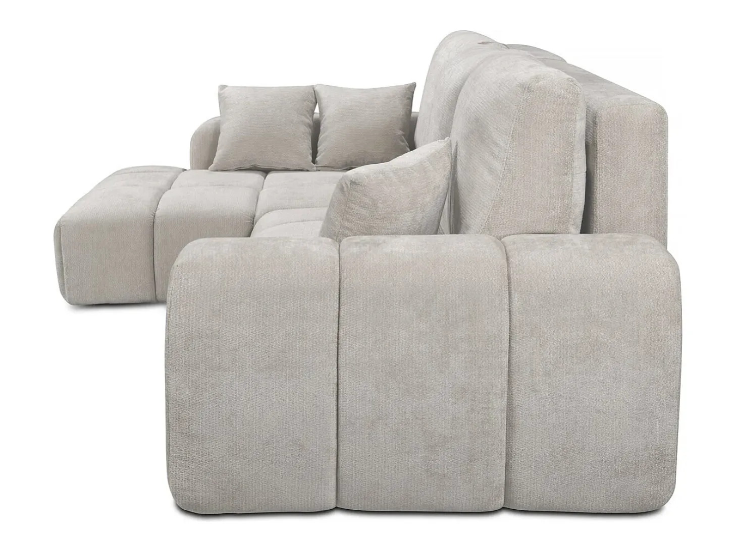 Sofá-cama de canto esquerdo em tecido chenille "Verneuil" - 3 lugares - Bege