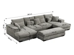 Sofá-cama de canto Mega Chaise Longue Kim 368cm, bege