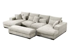 Sofá-cama de canto Mega com chaise longue Kim 368cm, cinza