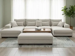 Sofá-cama de canto Mega com chaise longue Kim 368cm, cinza
