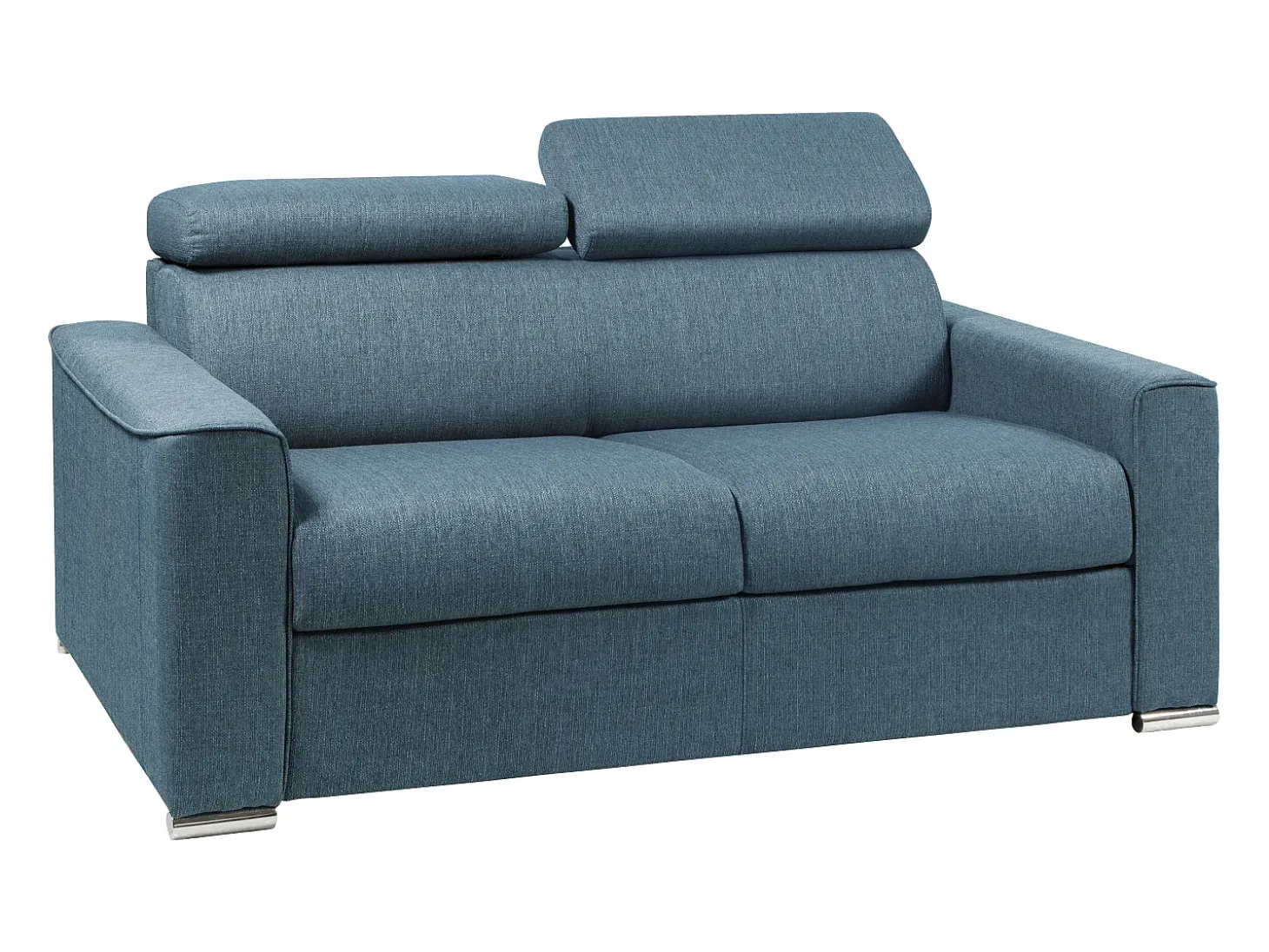 Sofá-cama de tecido azul assento com assento de memória de forma 120 colchão memória de forma 14cm VIZIR