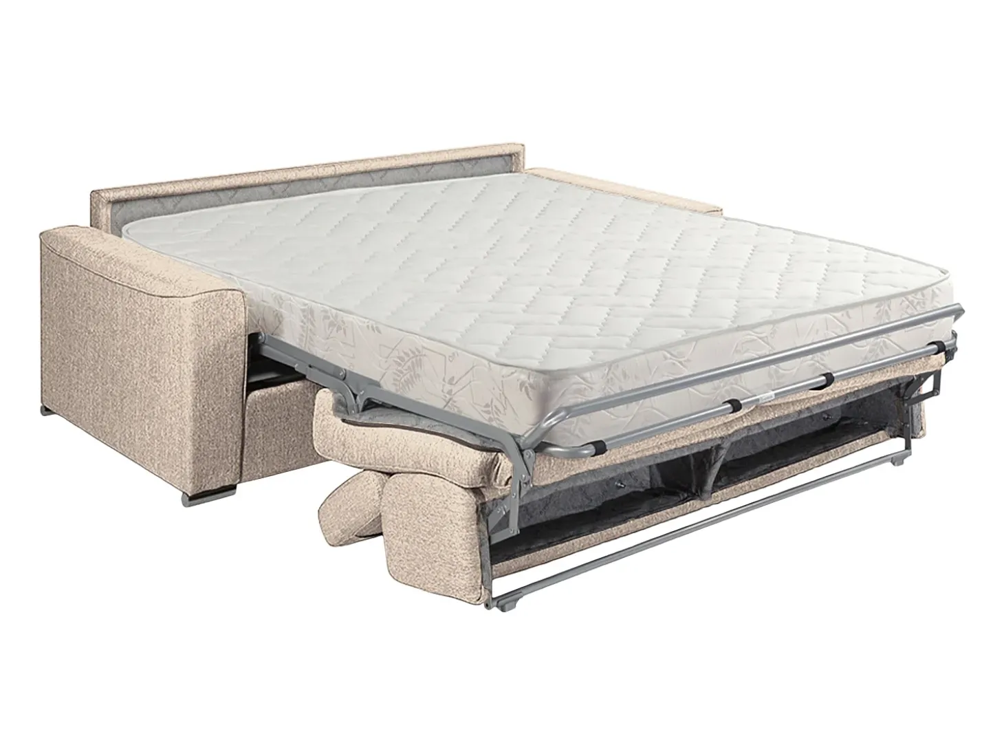 Sofá-cama de tecido bege assento com assento de memória de forma 160 colchão memória de forma 18cm VIZIR