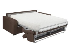 Sofá-cama de tecido castanho assento com assento de memória de forma 120 colchão memória de forma 22cm VIZIR
