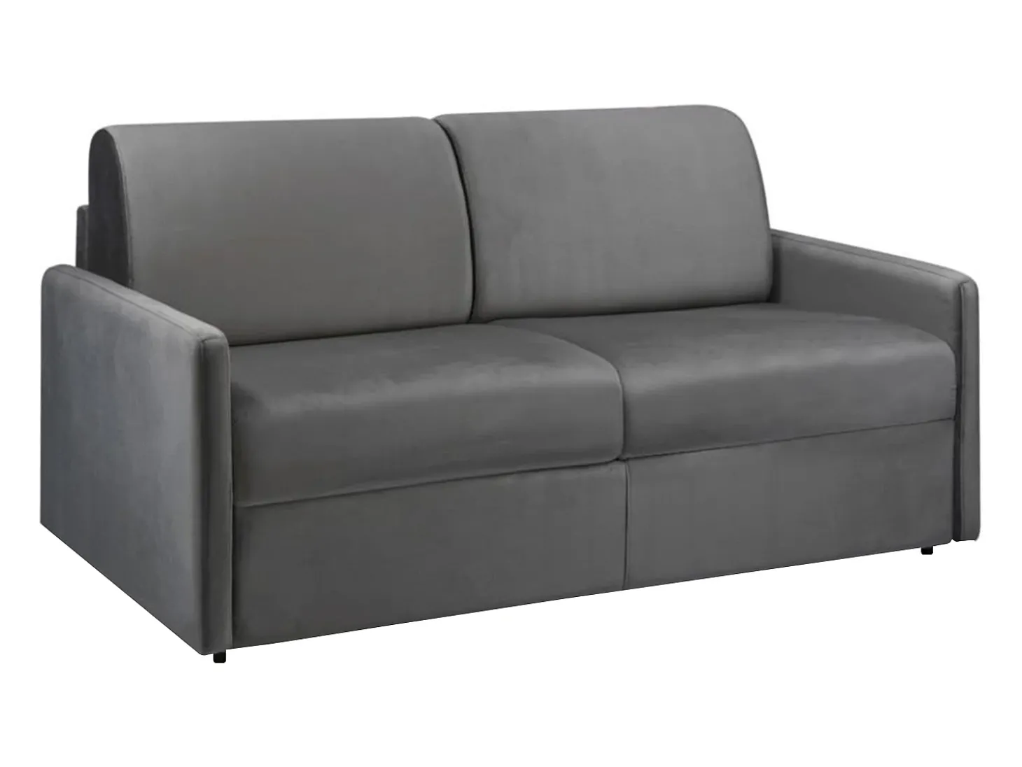 Sofá-cama de veludo cinza assento memória de forma 140 cm colchão 14 cm CALIFE