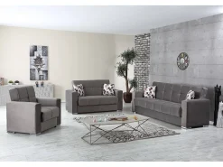 Sofá-cama Dfot, Poltrona de armazenamento para sala conversível em cama, Poltrona relaxante em tecido acolchoado com abertura click-clack, 94x85h91 cm, Cinza