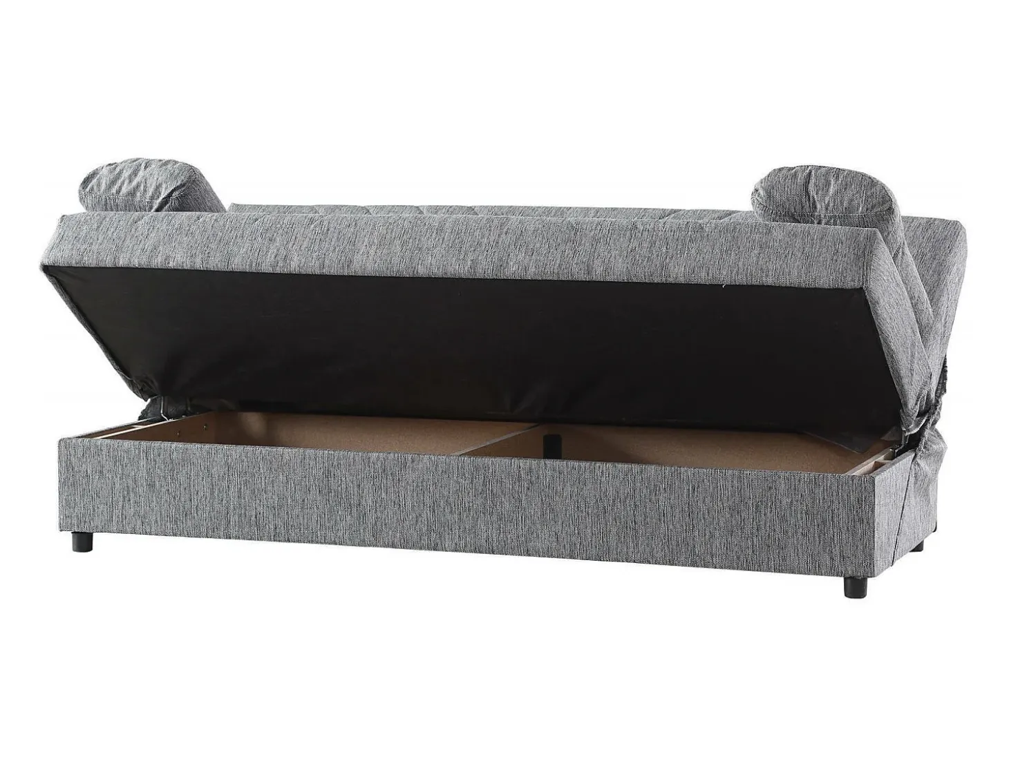 Sofá-cama Dmalama, ofá-cama de 3 lugare com arrumação com 2 almofada incluída, Sofá da ala em tecido acolchoado com abertura click-clack, 181x81h88 cm, Cinzento