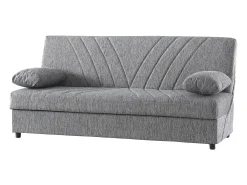 Sofá-cama Dmalama, ofá-cama de 3 lugare com arrumação com 2 almofada incluída, Sofá da ala em tecido acolchoado com abertura click-clack, 181x81h88 cm, Cinzento