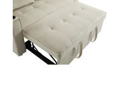 Sofá-cama dobrável ajustável multiângulo - 2 lugares - Tecido de veludo - com suporte para copos e almofadas - Bege