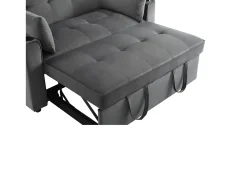 Sofá-cama dobrável ajustável multiângulo - 2 lugares - Tecido de veludo - com suporte para copos e almofadas - cinzento
