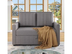 Sofá-cama dobrável multifuncional - com função de dormir - inclui 2 travesseiros - encosto ajustável - bolso de armazenamento - cinza