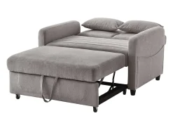Sofá-cama duplo 114 x 77 x 82.5 cm - encosto 3 níveis ajustável - tecido algodão-linho - cinza