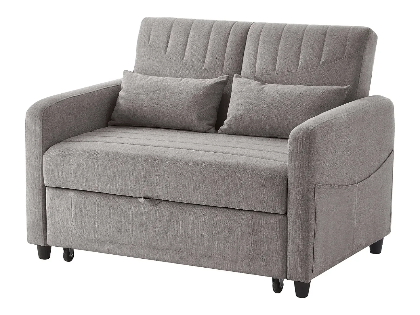 Sofá-cama duplo 114 x 77 x 82.5 cm - encosto 3 níveis ajustável - tecido algodão-linho - cinza