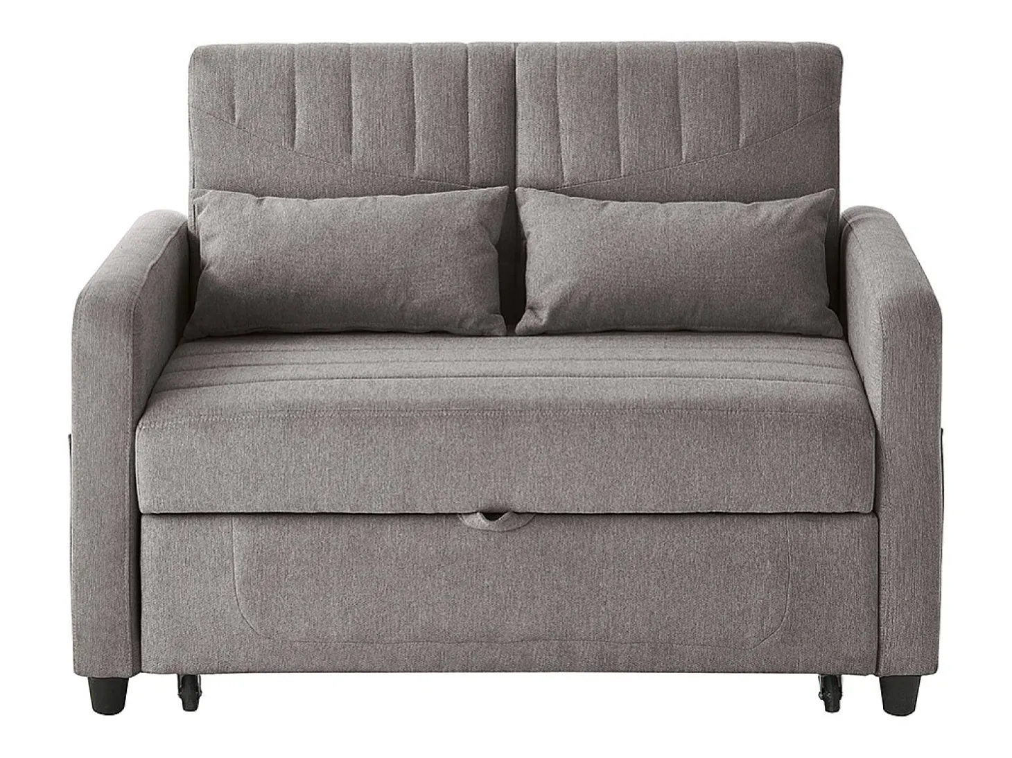 Sofá-cama duplo dobrável, design dobrável, encosto ajustável, tecido de algodão e linho, cinzento