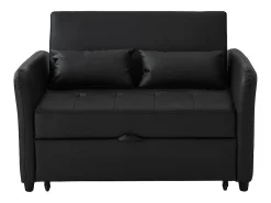 Sofá-cama duplo rebatível, encosto regulável, material PU resistente à água, preto