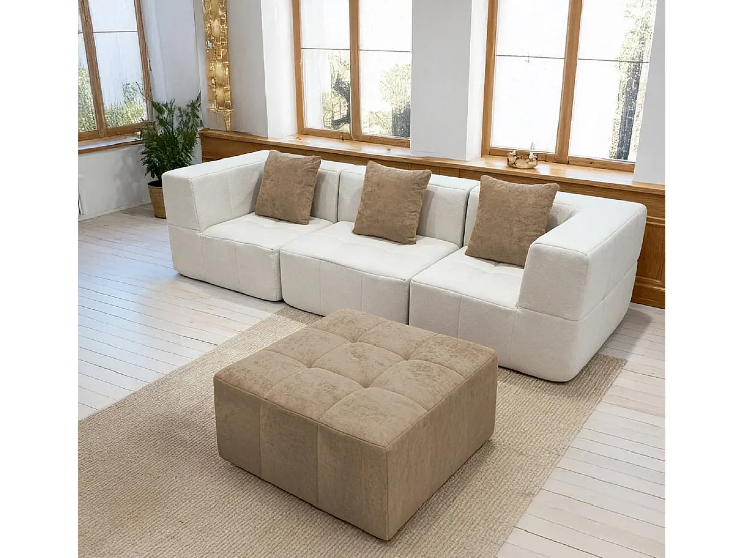 Sofá-cama Eden Completo 3 lugares - branco areia
