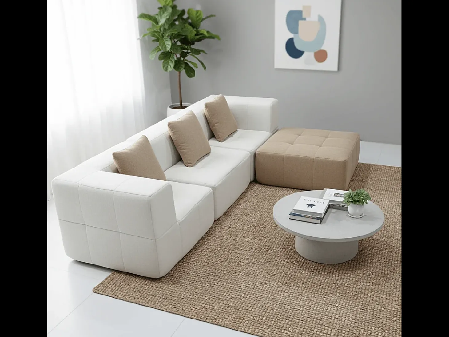 Sofá-cama Eden Completo 3 lugares - branco areia