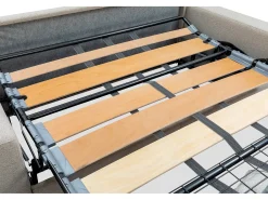 Sofá-cama em couro sintético vermelho assento memória de forma 160 cm ripas largas 18 cm CALIFE