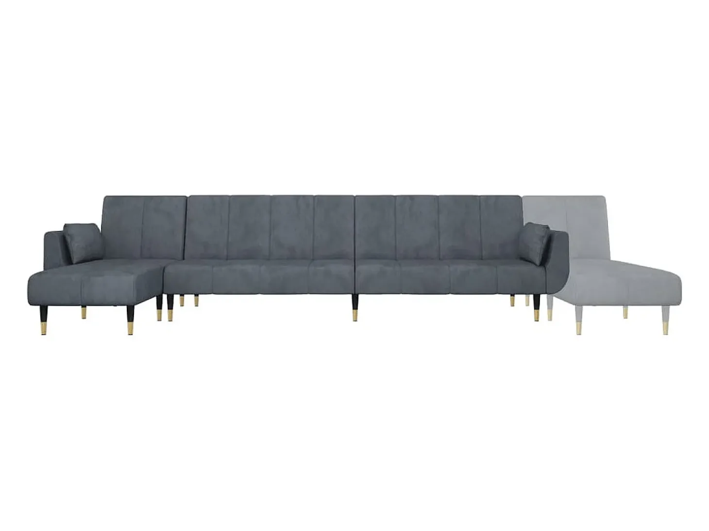 Sofá-cama em forma de L 275x140x70 cm veludo cinzento-escuro