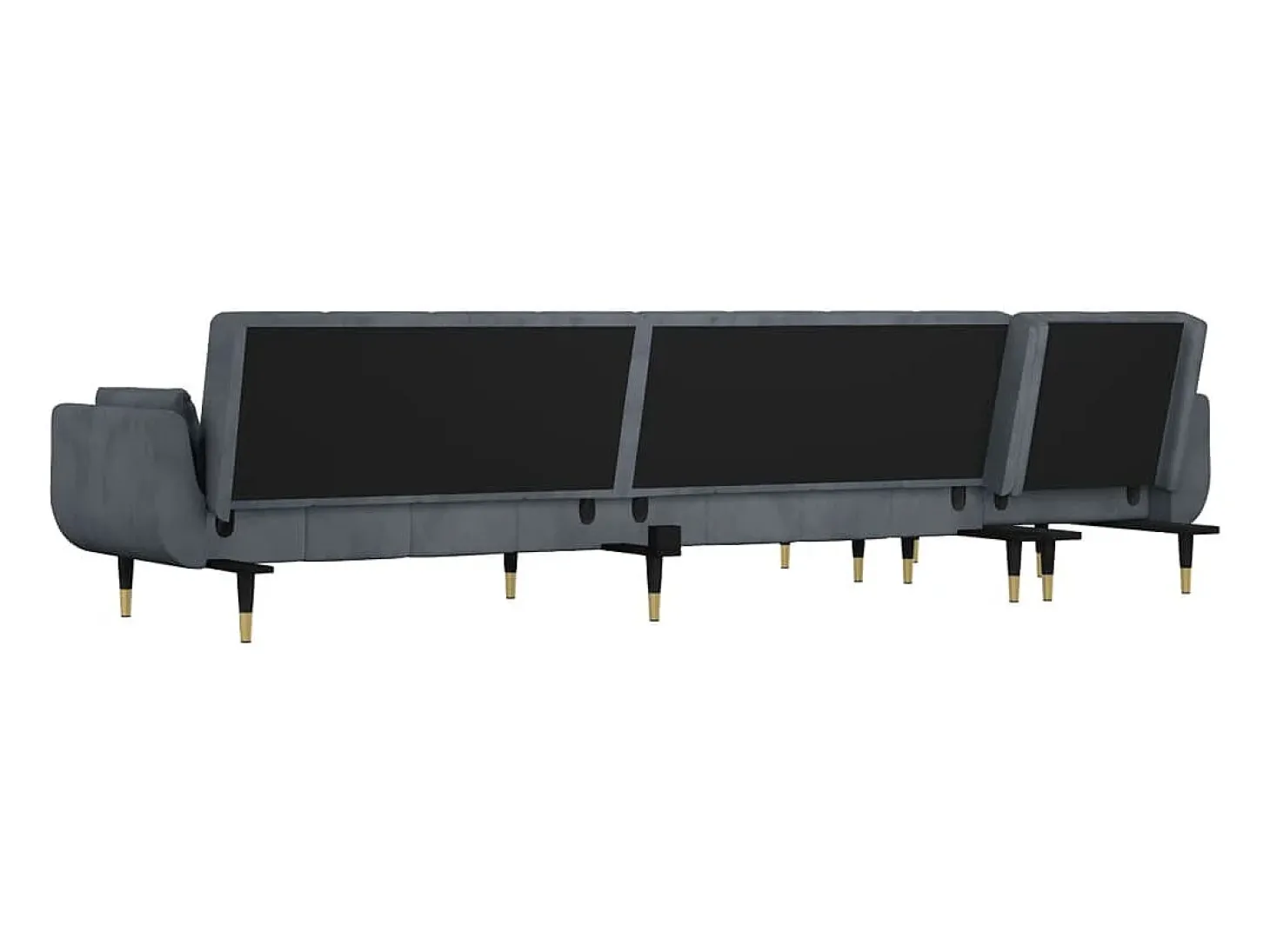 Sofá-cama em forma de L 275x140x70 cm veludo cinzento-escuro