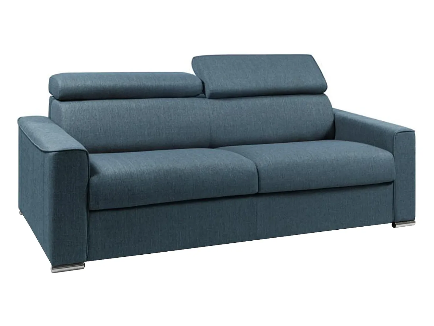 Sofá-cama em tecido azul assento com assento de memória de forma 160 colchão memória de forma 18cm VIZIR