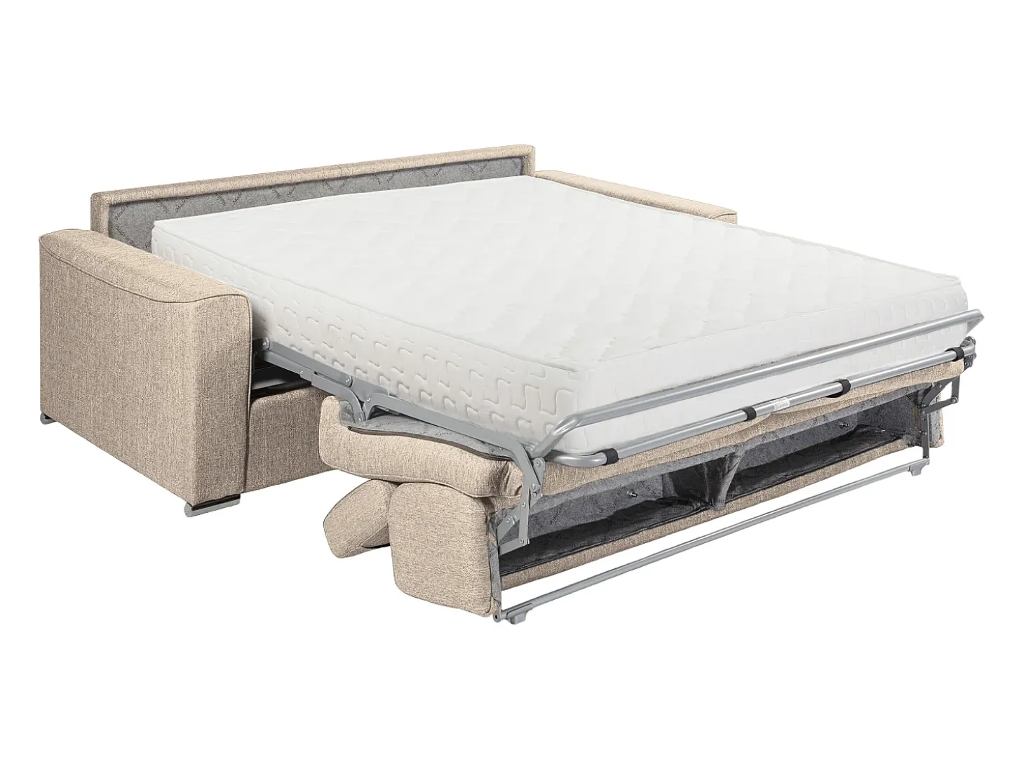 Sofá-cama em tecido bege com assento de memória de forma 160 colchão memória de forma 22cm VIZIR
