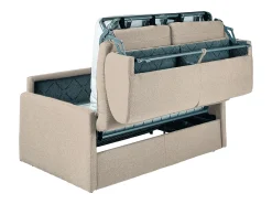 Sofá-cama em tecido bege com assento de memória de forma 160 cm ripas largas 18 cm CALIFE