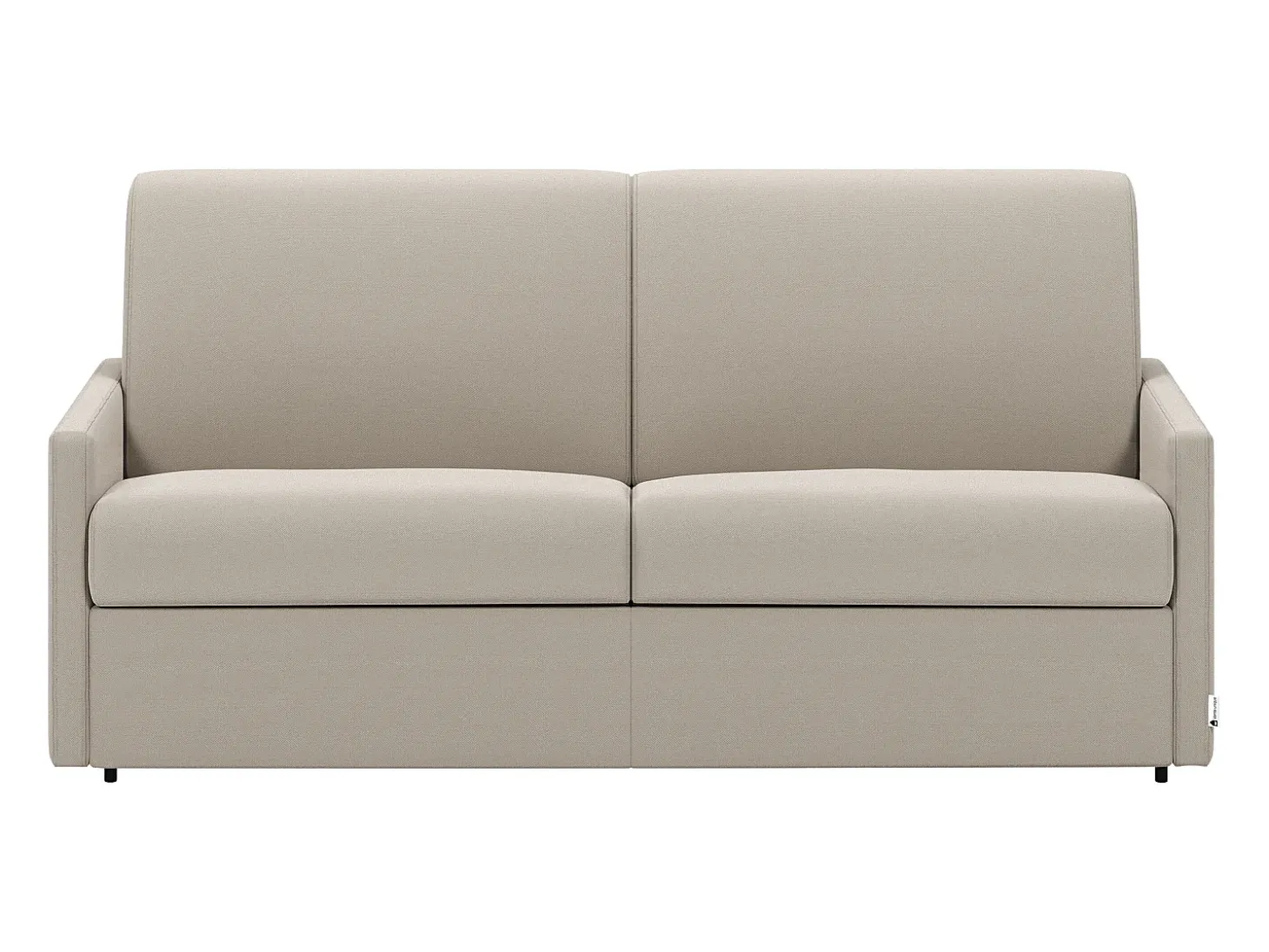 Sofá-cama em tecido bege com assento de memória de forma 160 cm ripas largas 18 cm CALIFE