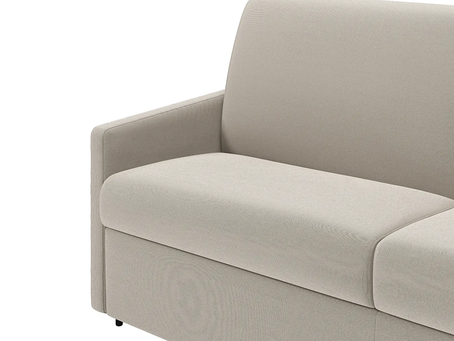 Sofá-cama em tecido bege com assento de memória de forma 160 cm ripas largas 18 cm CALIFE