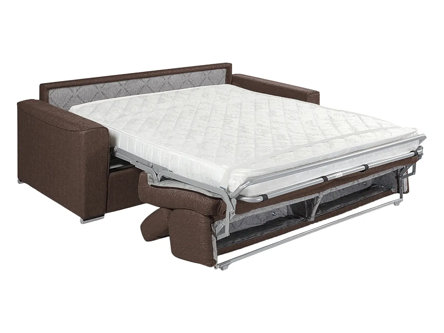 Sofá-cama em tecido castanho assento memory foam 160 cm ripas largas 14 cm VIZIR