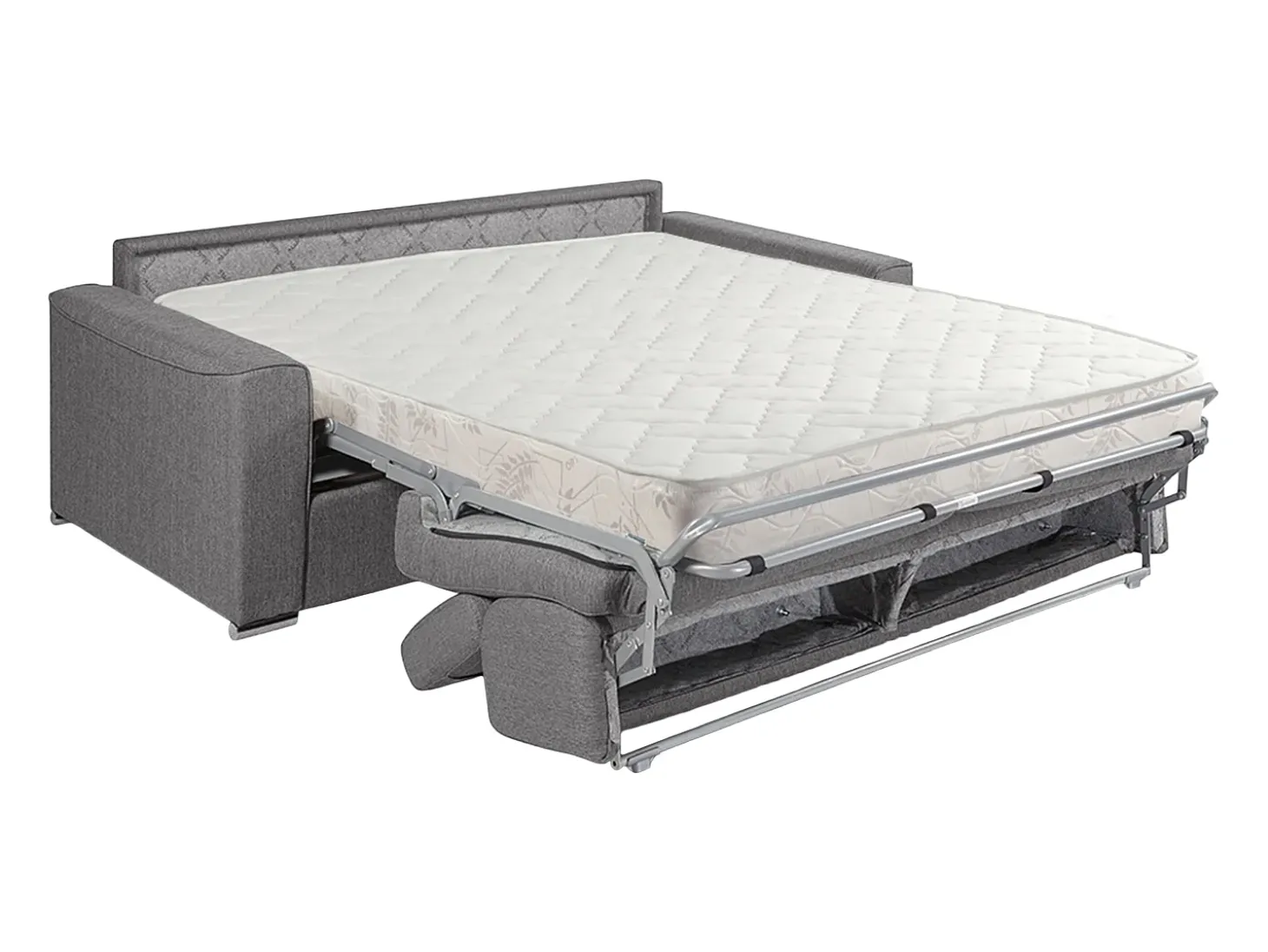 Sofá-cama em tecido cinza assento memória de forma 120 colchão memória de forma 16cm VIZIR