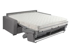 Sofá-cama em tecido cinzento assento memória de forma 160 colchão memória de forma 18cm VIZIR