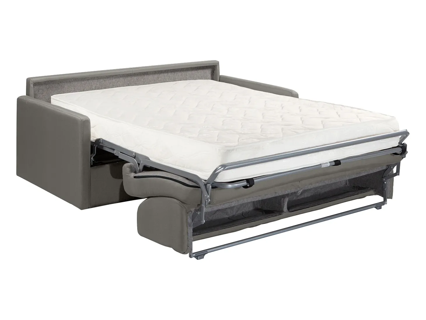 Sofá-cama em tecido cinzento assento memória de forma 160 cm ripas largas 18 cm CALIFE