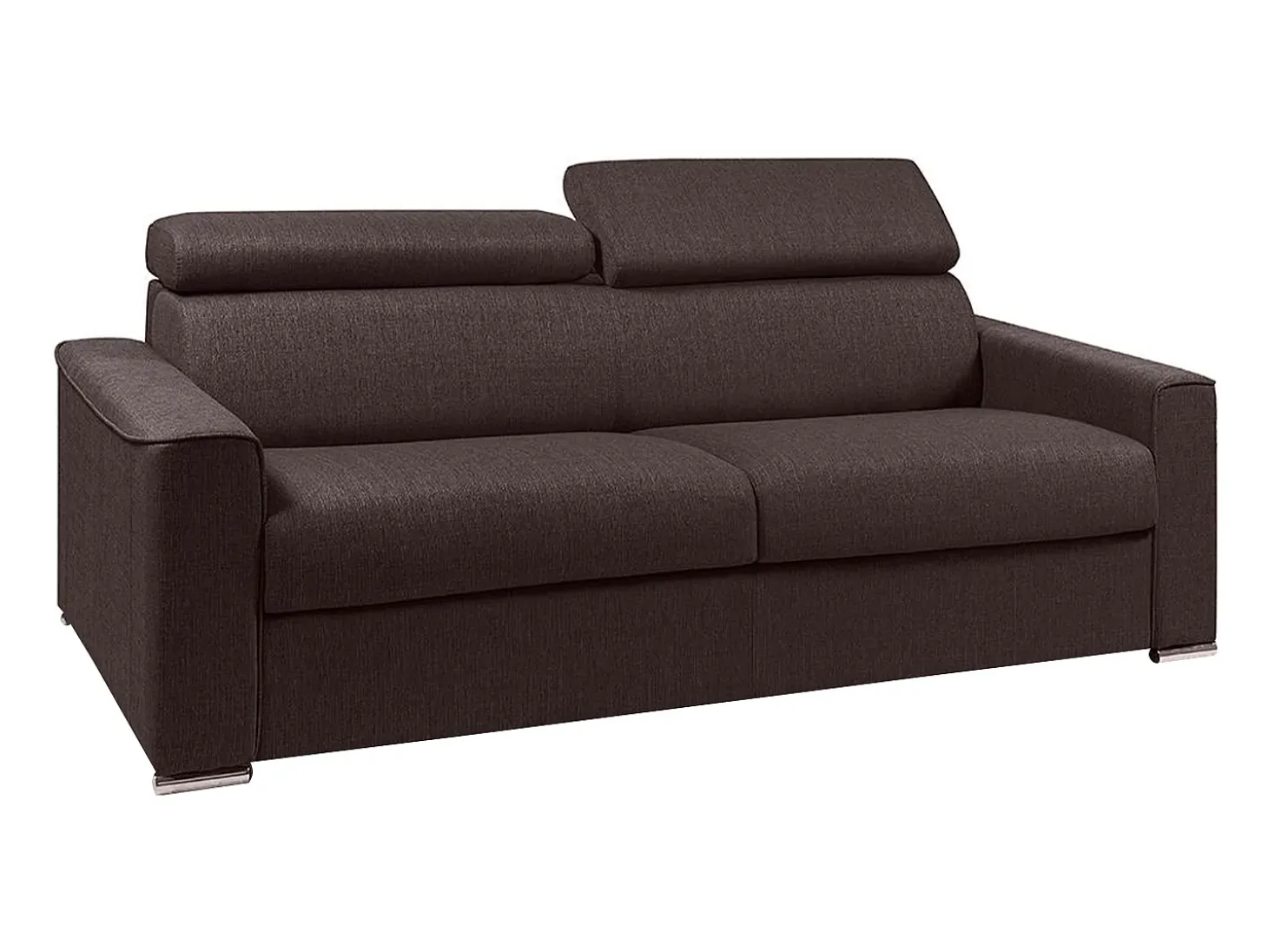 Sofá-cama em tecido marrom assento memória de forma 160 ripas largas 14cm memória de forma VIZIR