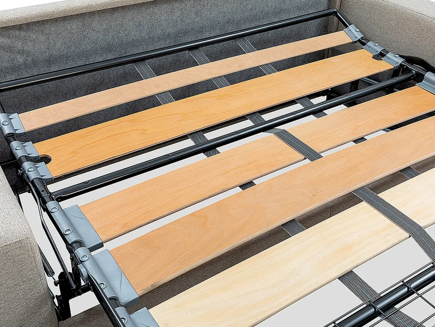 Sofá-cama em tecido roxo com assento com assento de memória de forma 140 ripas largas 14cm memória de forma VIZIR