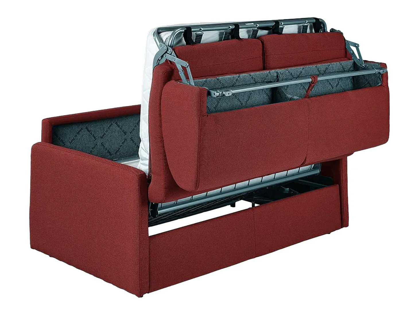 Sofá-cama em tecido vermelho assento com assento de memória de forma 160 cm ripas largas 14 cm CALIFE