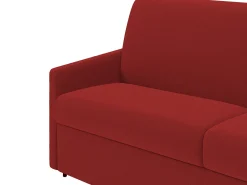 Sofá-cama em tecido vermelho assento com assento de memória de forma 160 cm ripas largas 14 cm CALIFE